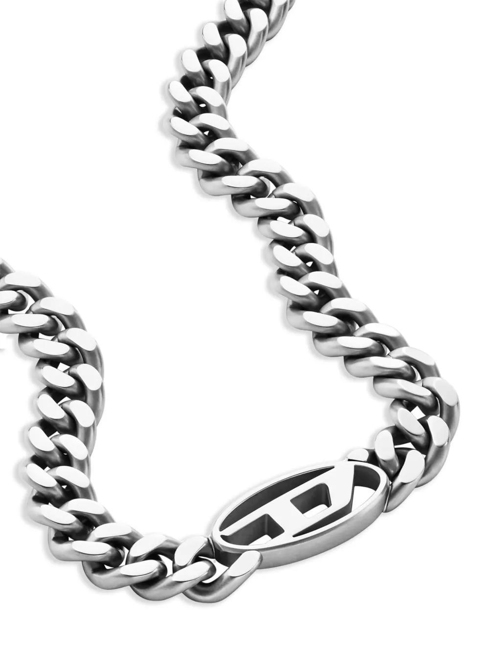 DIESEL Oval D Curb-chain Necklace In Silver Product Image