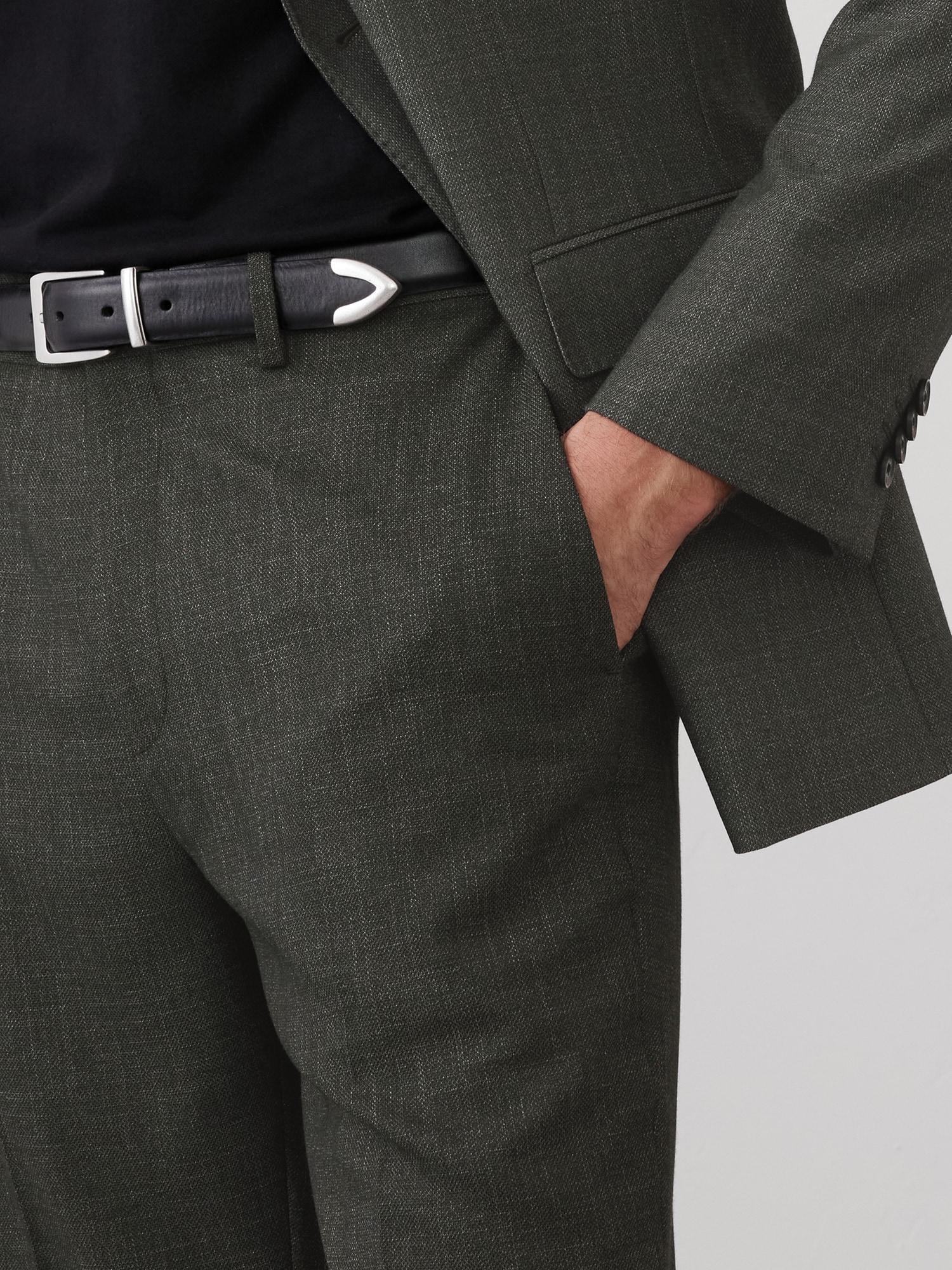 Tailored-Fit Olive Crosshatch Suit Trouser Product Image