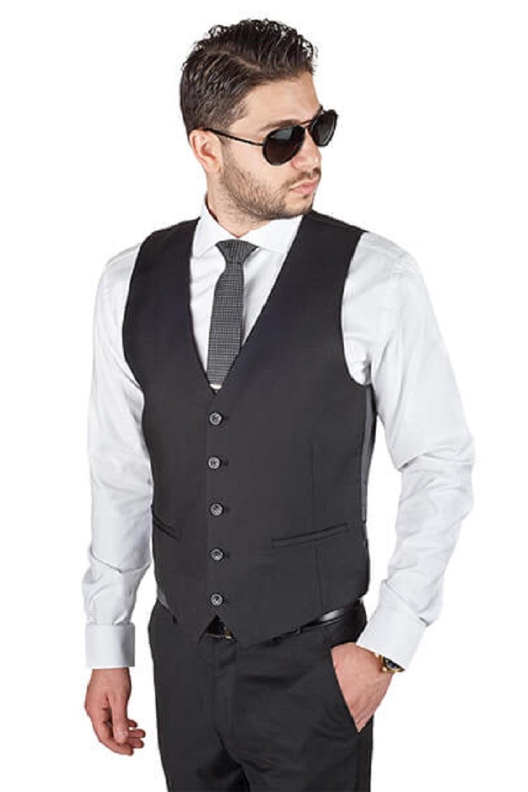 Black 5 Button Slim Fit Vest Product Image