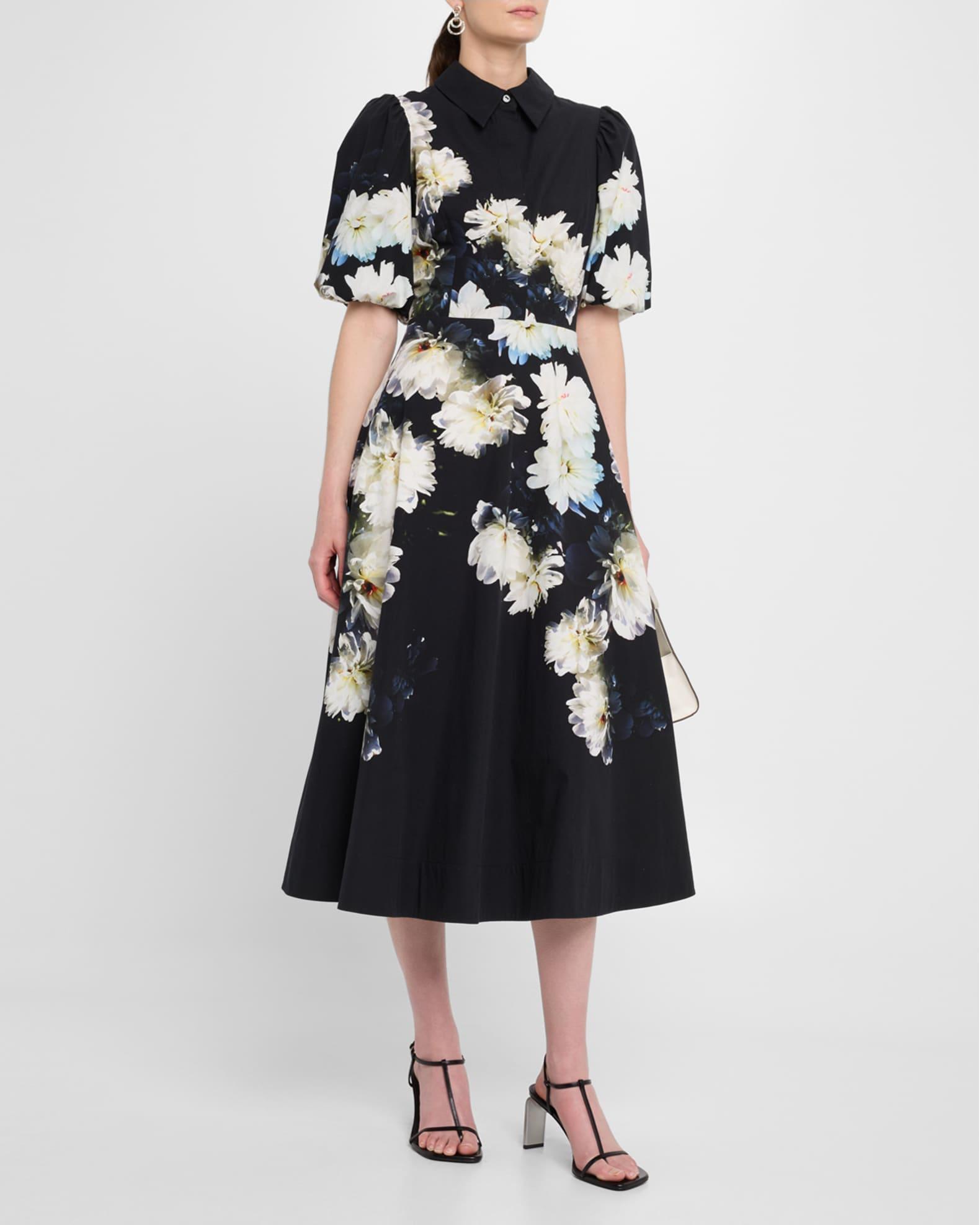 Floral-Print Cotton Midi Shirtdress Product Image