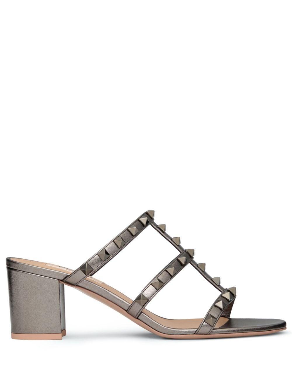 VALENTINO GARAVANI Rockstud Sandals In Grey Product Image