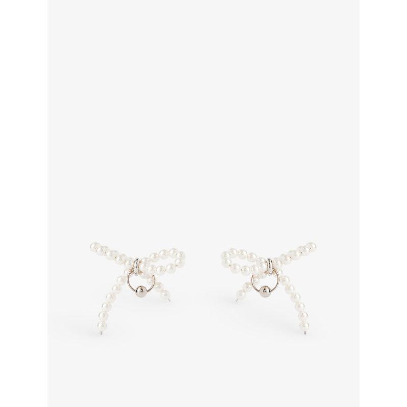 JUSTINE CLENQUET Womens  Sheena Palladium-plated Brass And Pearls Earrings Product Image