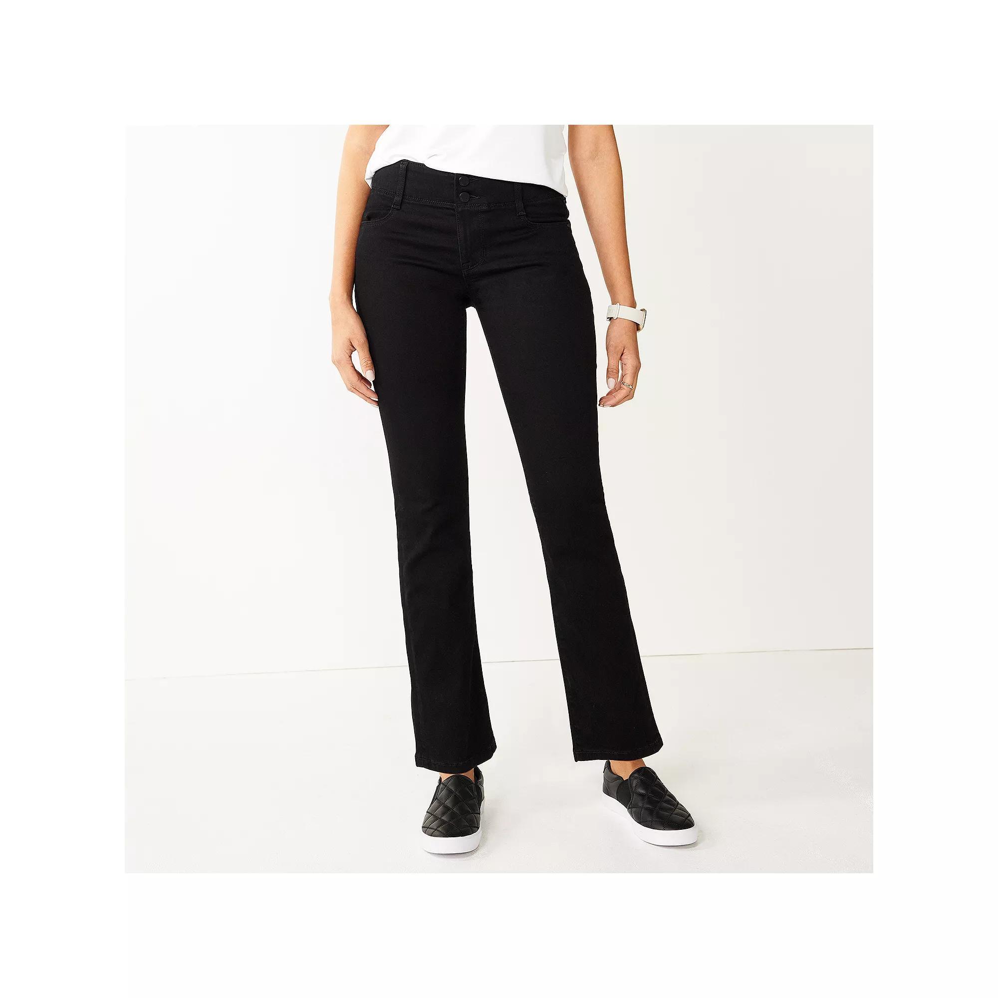 Women's Nine West Tummy-Control Bootcut Jeans, Size: 8, Black Product Image