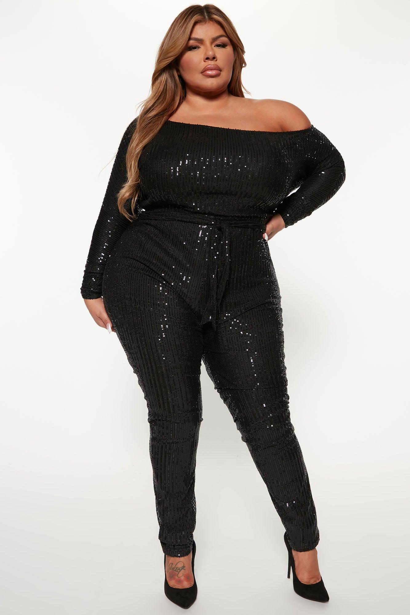 All Eyes On Me Sequin Jumpsuit - Black Product Image