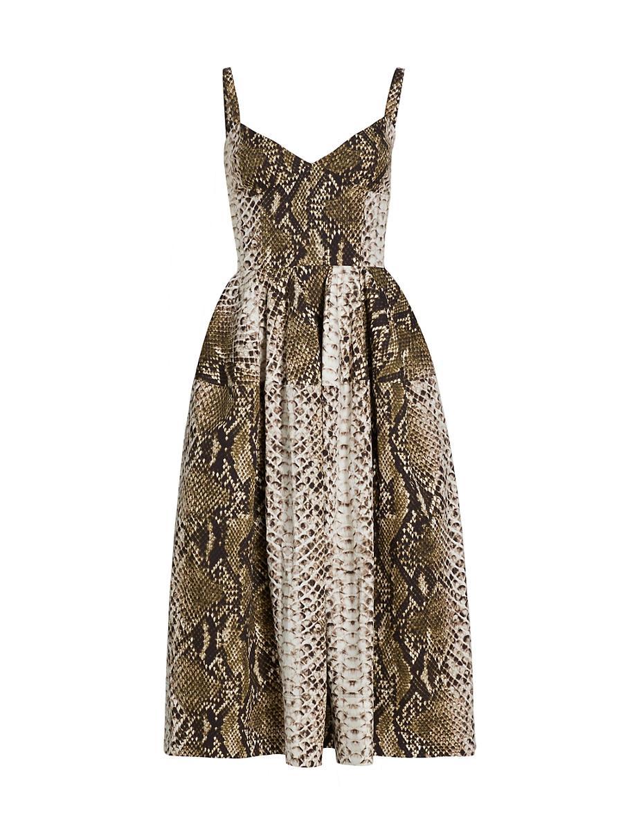 Womens Snakeskin Cotton Midi-Dress Product Image