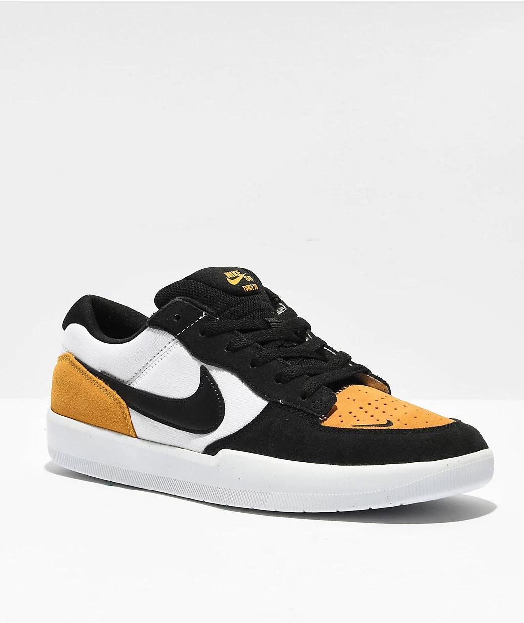 Nike SB Force 58 Gold, Black & White Skate Shoes Product Image