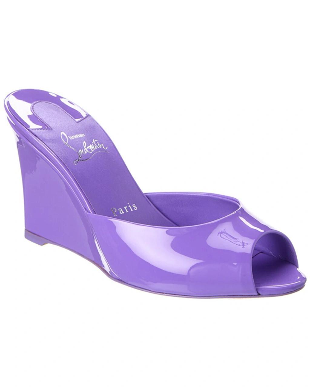 CHRISTIAN LOUBOUTIN Me Dolly Zeppa Patent Leather Sandals In Purple Product Image