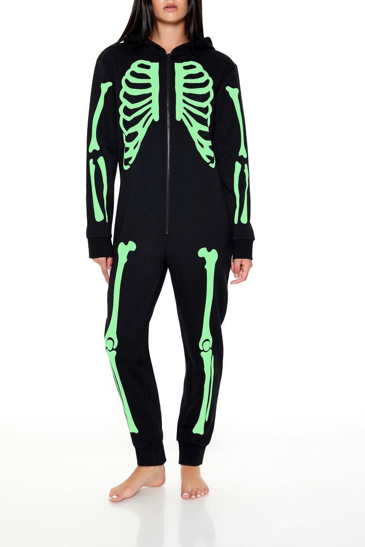 Glow-in-the-Dark Skeleton Pajama Jumpsuit | Forever 21 Product Image