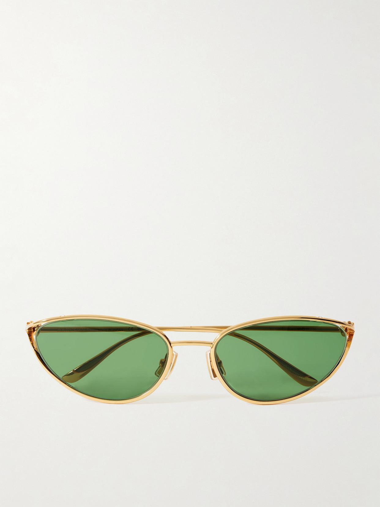 BOTTEGA VENETA Cat-eye Gold-tone Sunglasses In Green Product Image