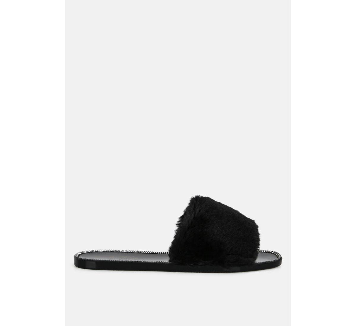 London Rag Geese Womens Faux-Fur Slide Sandals Product Image