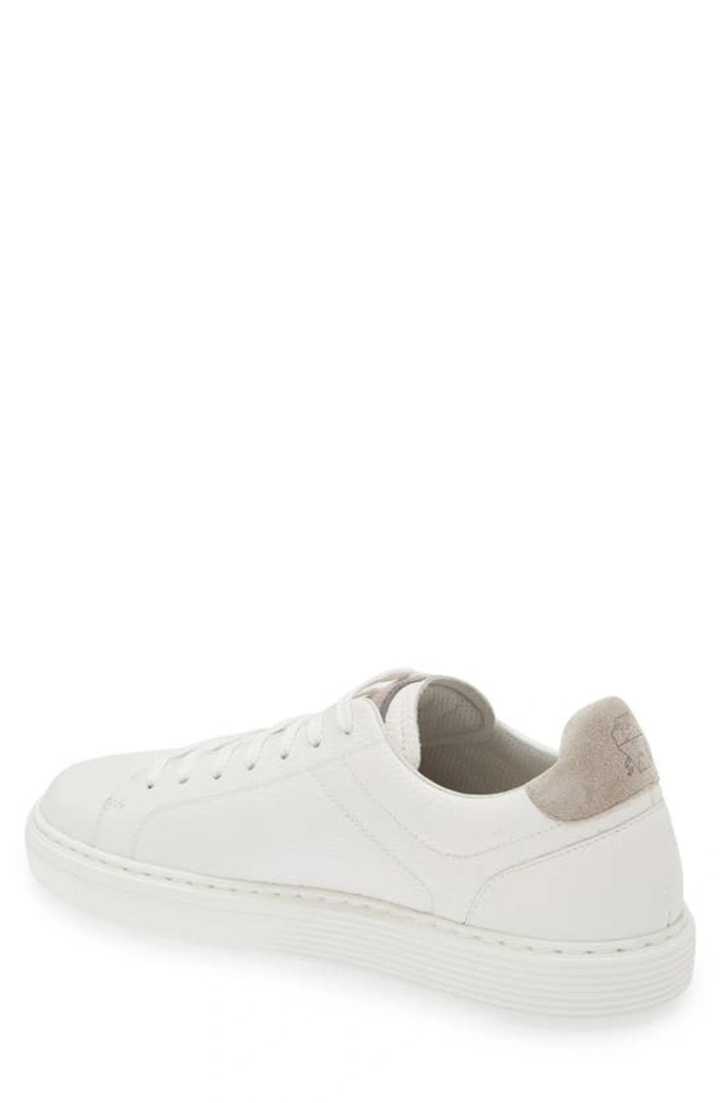 BRUNELLO CUCINELLI Semi-polished Calfskin Sneakers In White Product Image