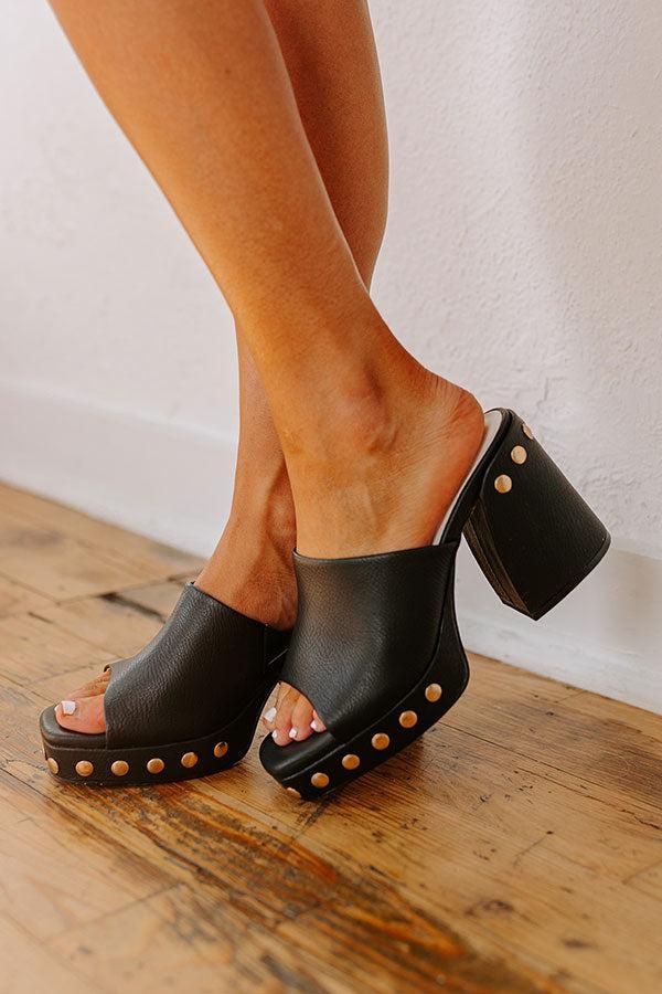 The Hadley Faux Leather Heel in Black Product Image