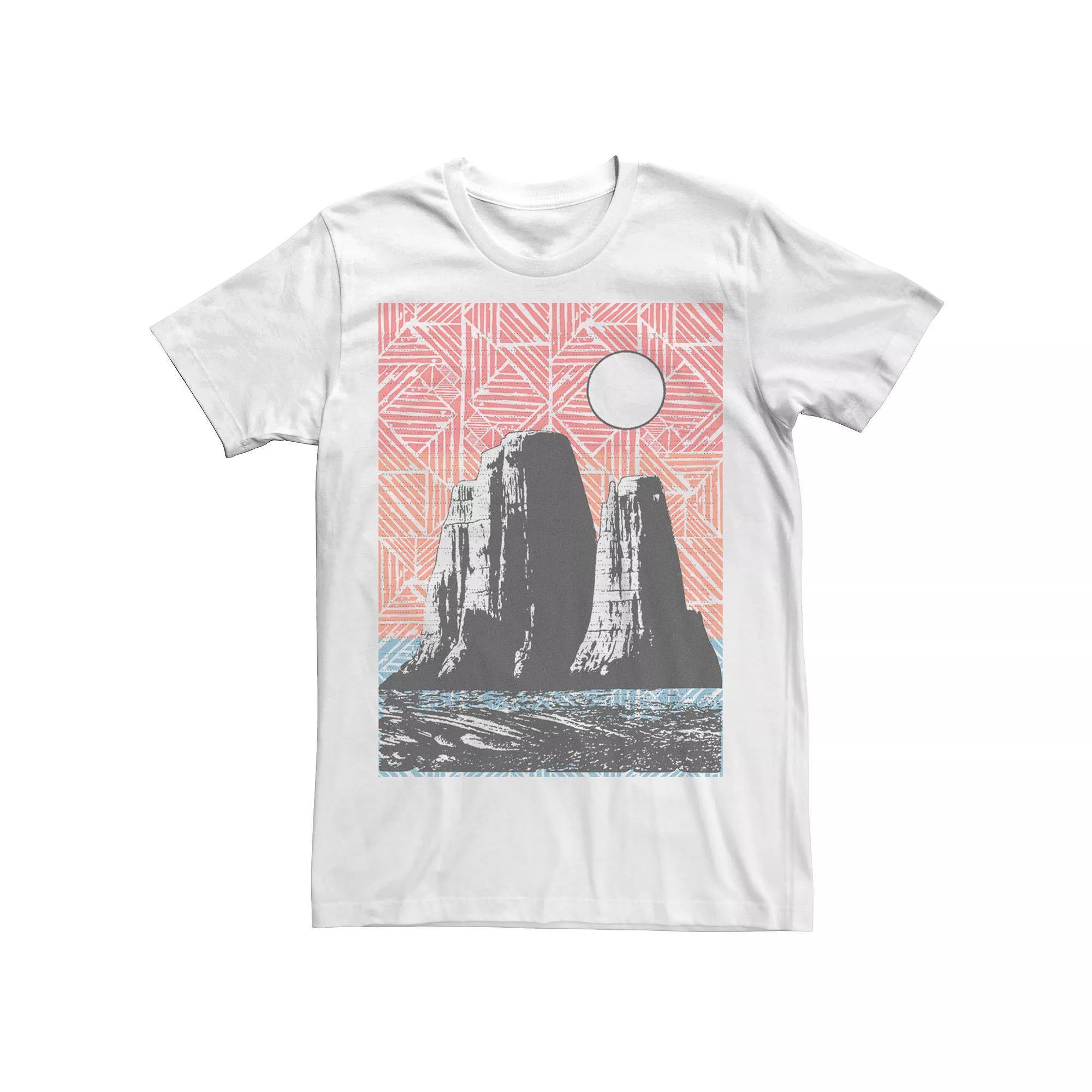 Men's Geometric Mesa Mountains Poster Tee, Size: Small, White Product Image