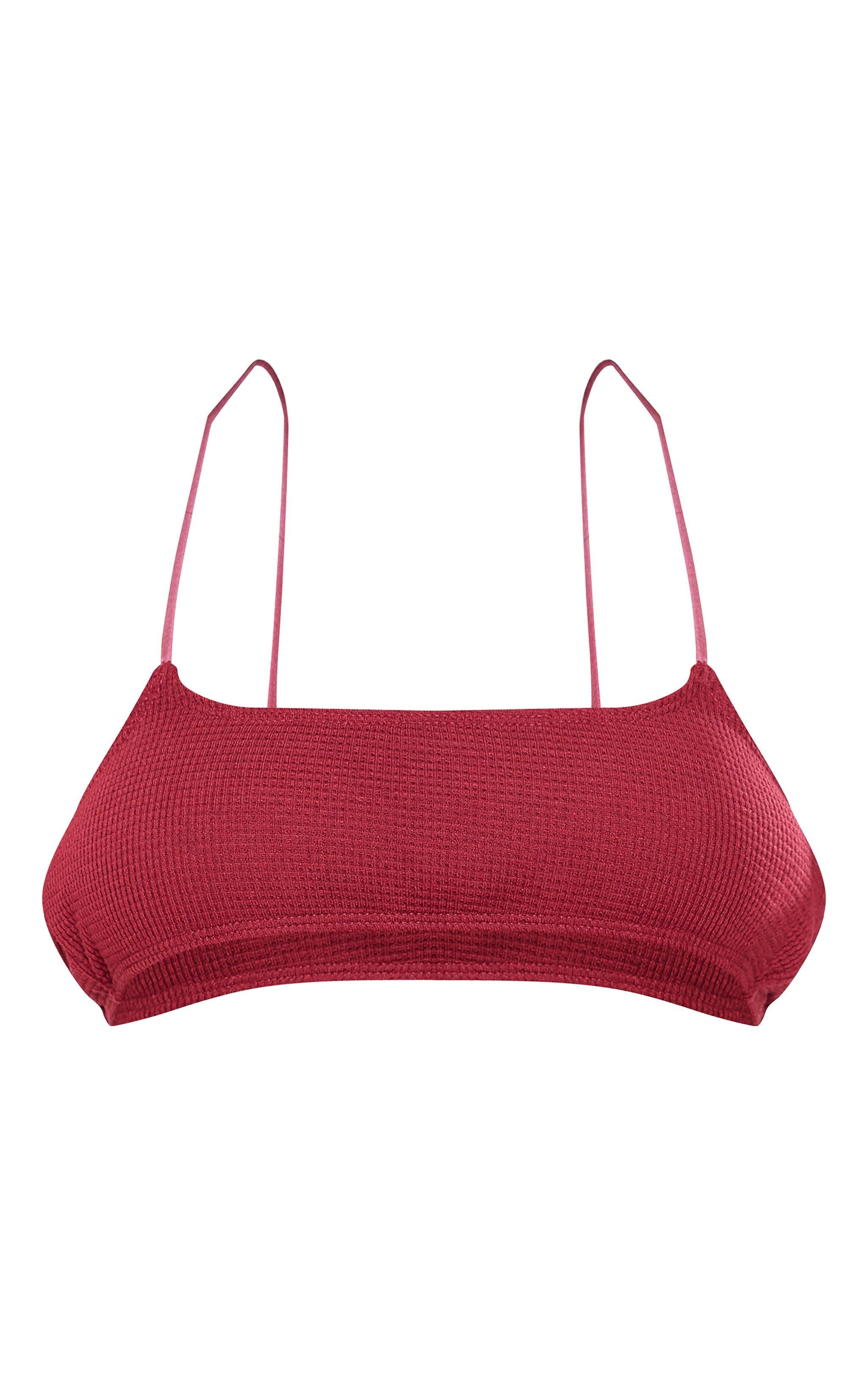 Cherry Red Textured Micro Bikini Top Product Image