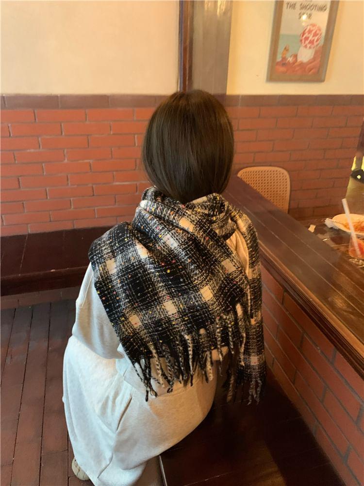 Fringed Plaid Scarf Product Image