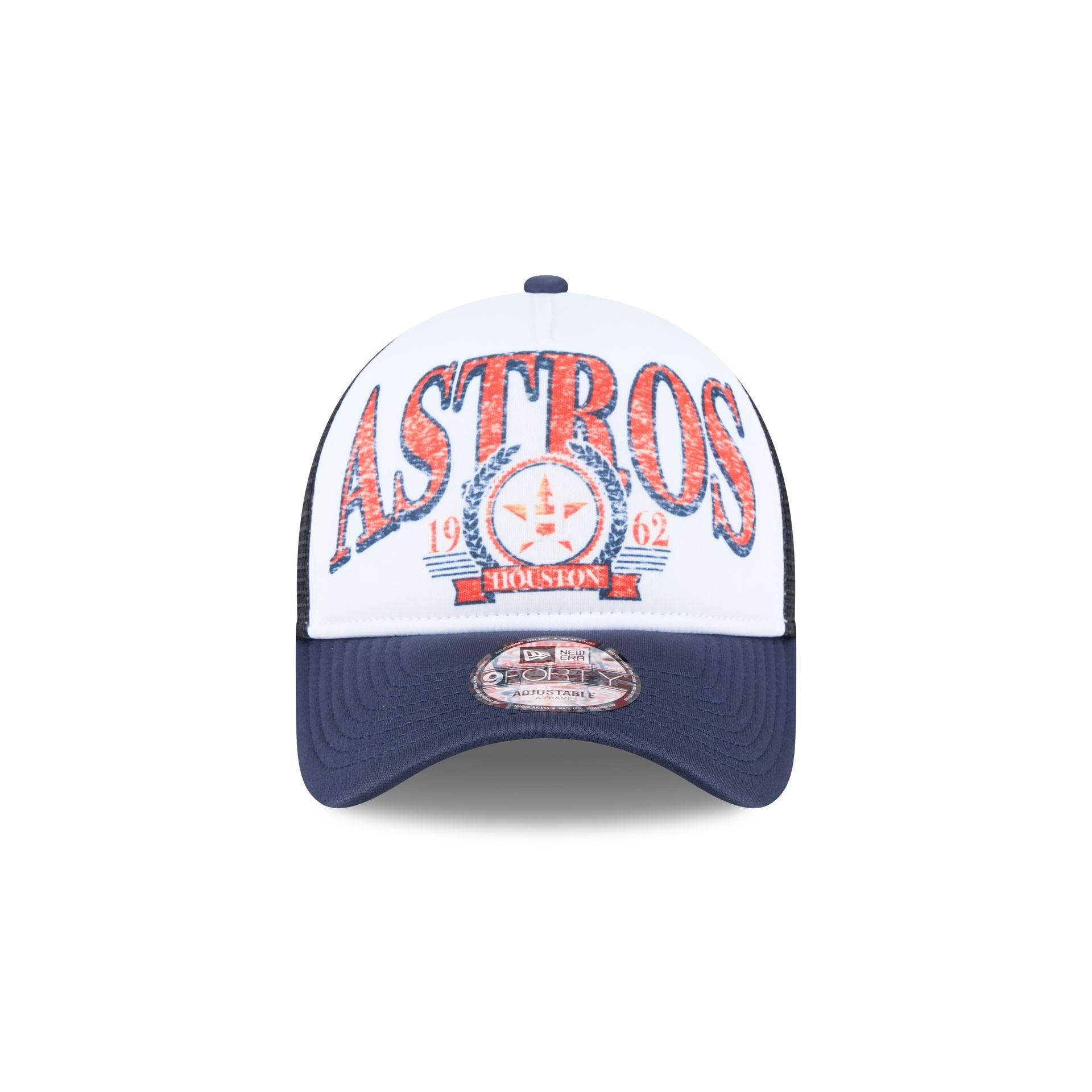 Houston Astros Distressed 9FORTY A-Frame Trucker Hat Male Product Image