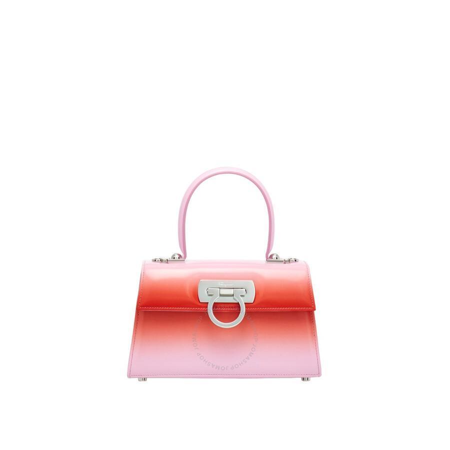 FERRAGAMO Ombre Leather Iconic Top Handle Bag In Pink Product Image