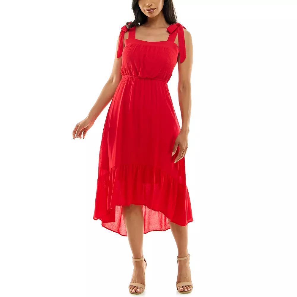 Women's Nina Leonard Hi Low Ruffle Hem Swing Dress, Size: Small, Real Red Product Image