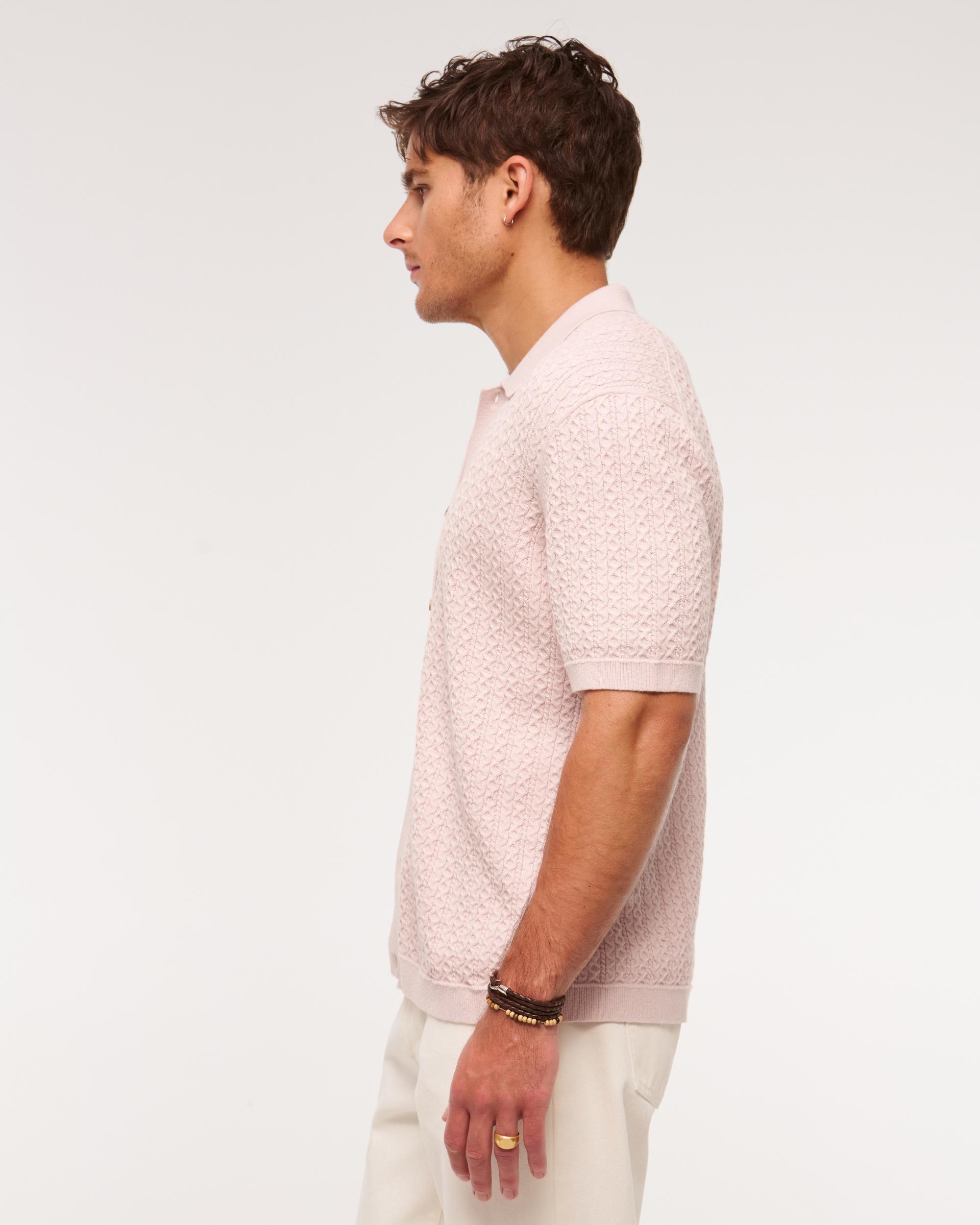 Cable Button-Through Sweater Polo Product Image