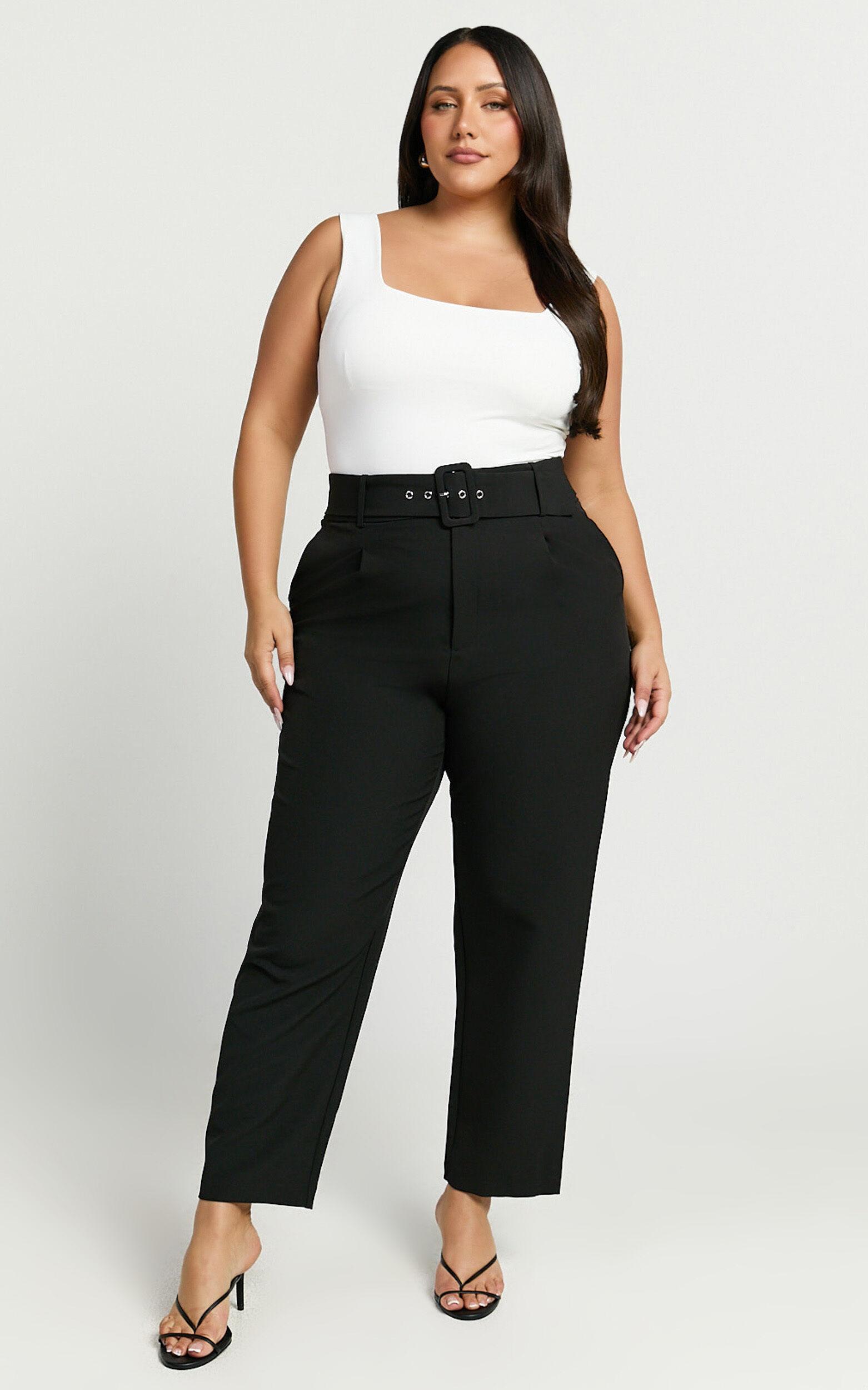 Milica Trousers - Belted High Waisted Trousers in Black Product Image