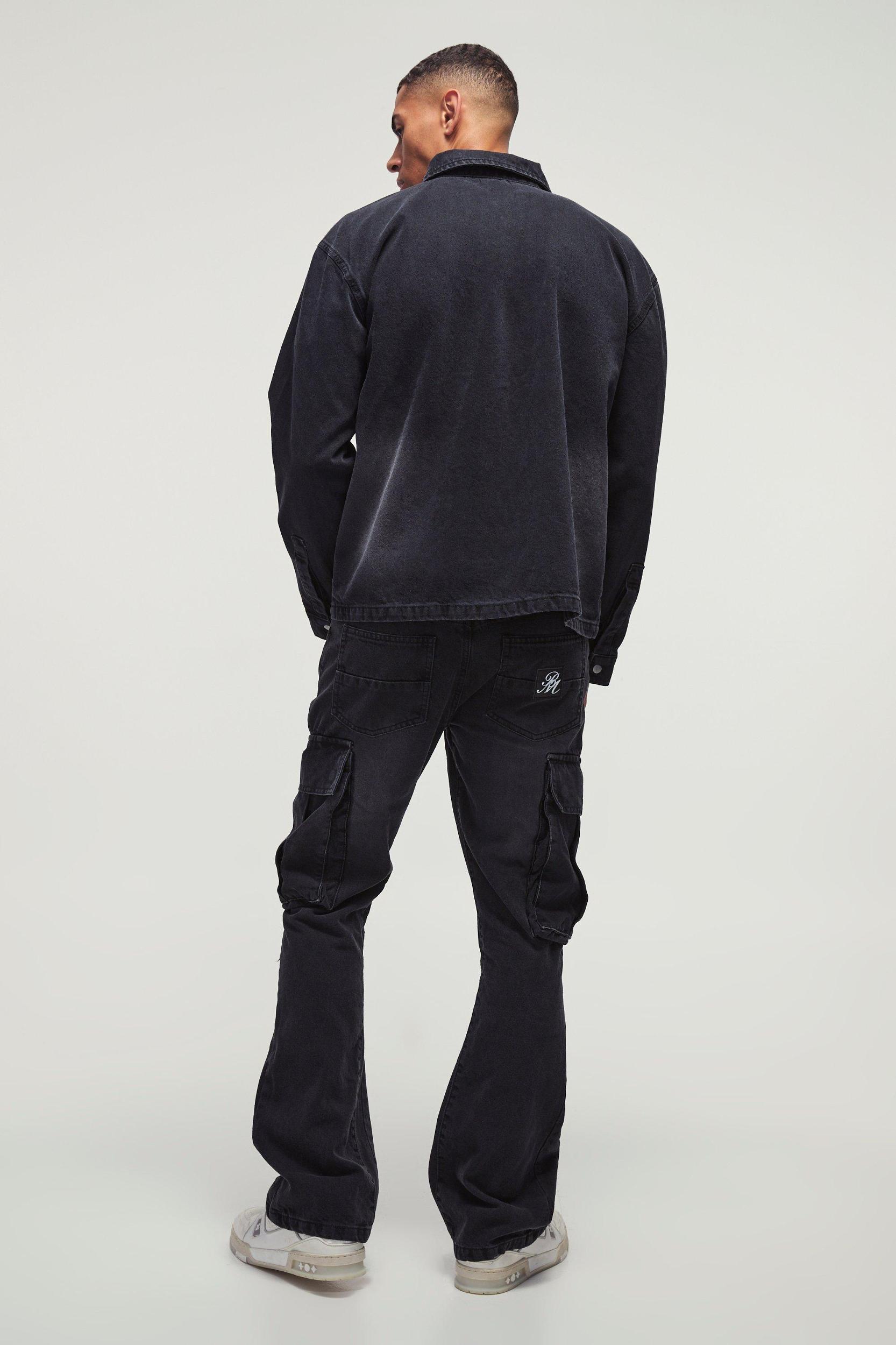 Oversized Zip Through Smart Denim Shirt | boohooMAN USA Product Image