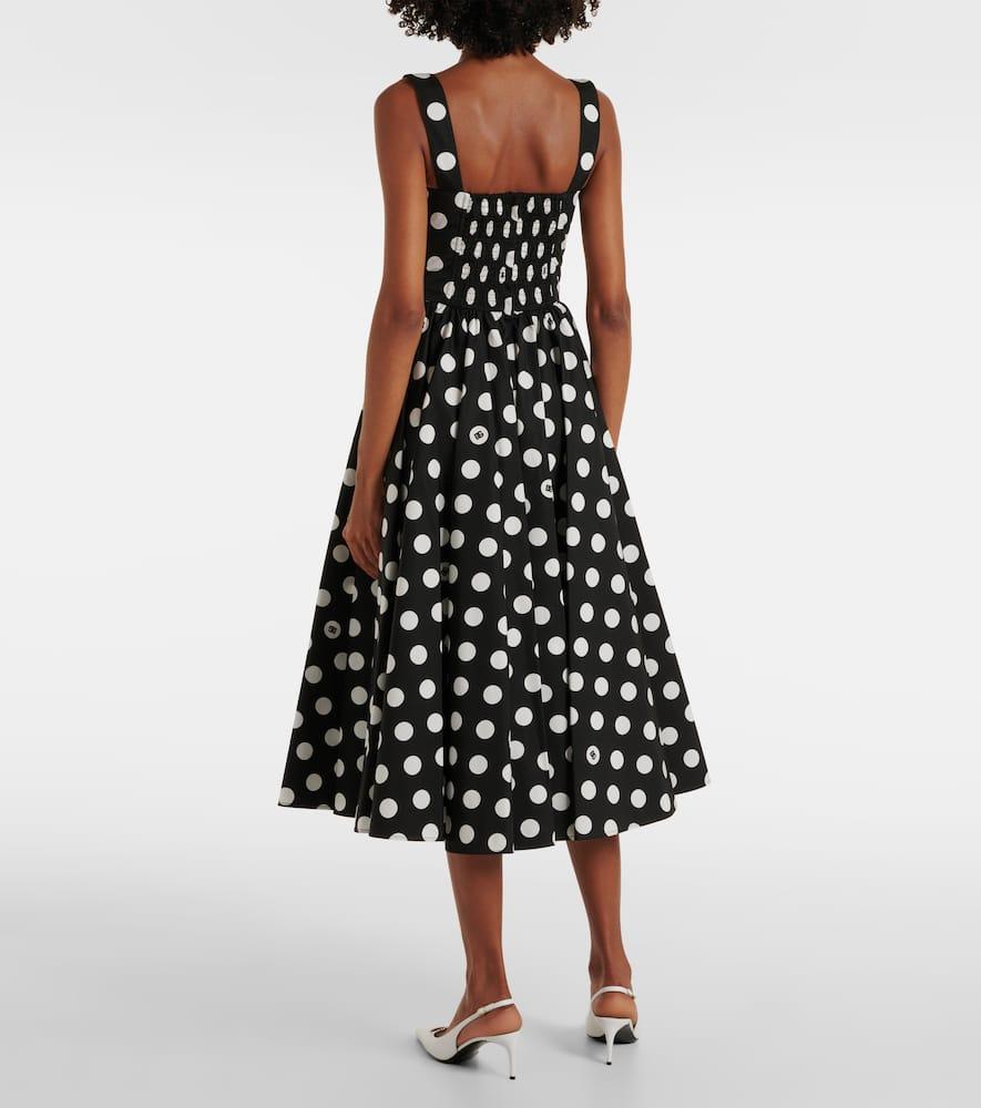 DOLCE & GABBANA Polka-dot Corset Midi Dress In White,black Product Image