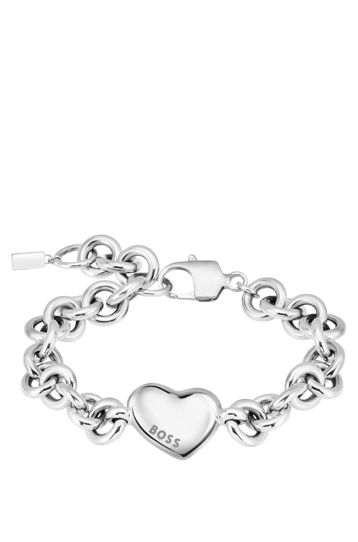 Silver-tone chain bracelet with heart charm Product Image