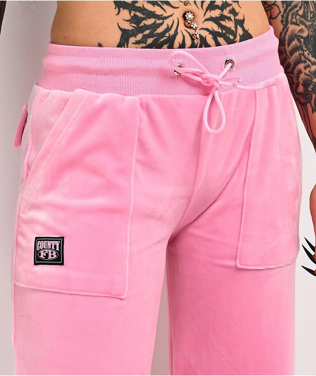 FB County Pink Velour Track Pants Product Image