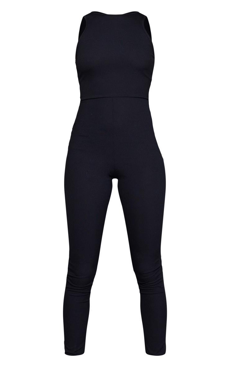 Black Racer Rib Jumpsuit Product Image