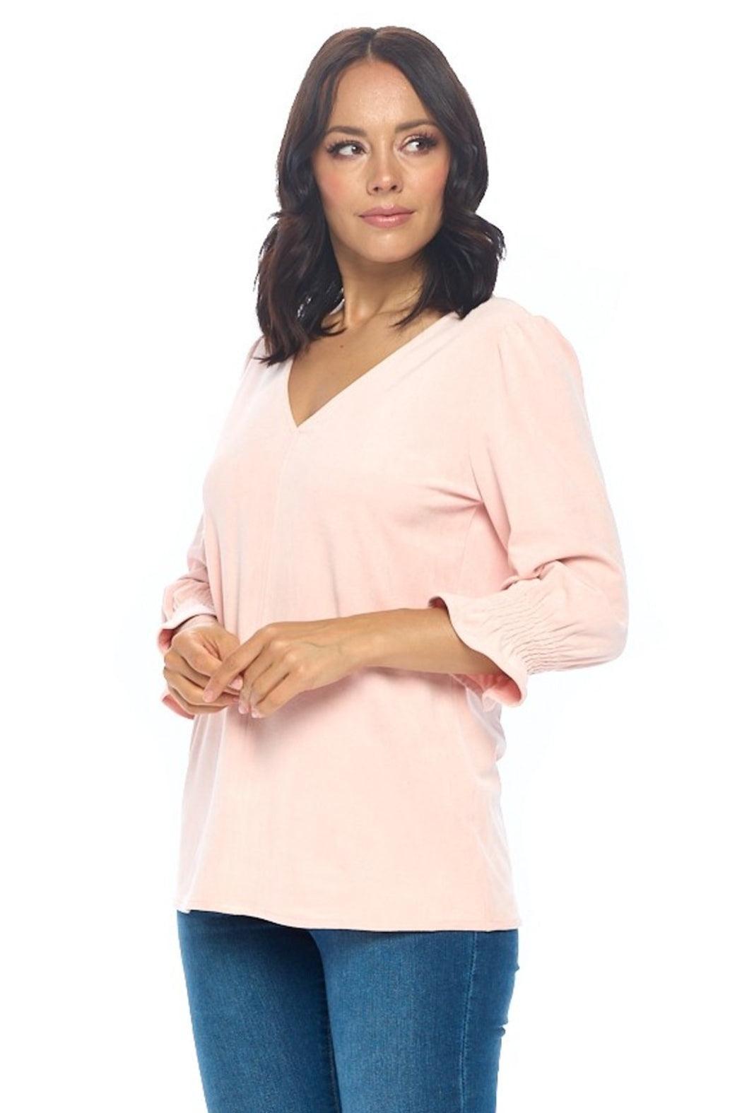 Faux Suede V-Neck Top Product Image