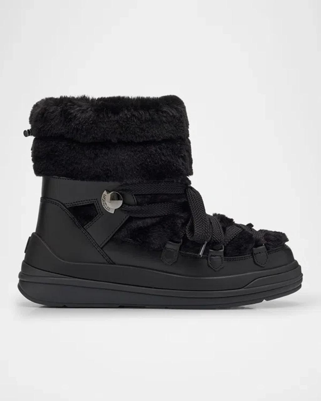 MONCLER Insolux Leather Faux Fur Snow Boots In Black Product Image