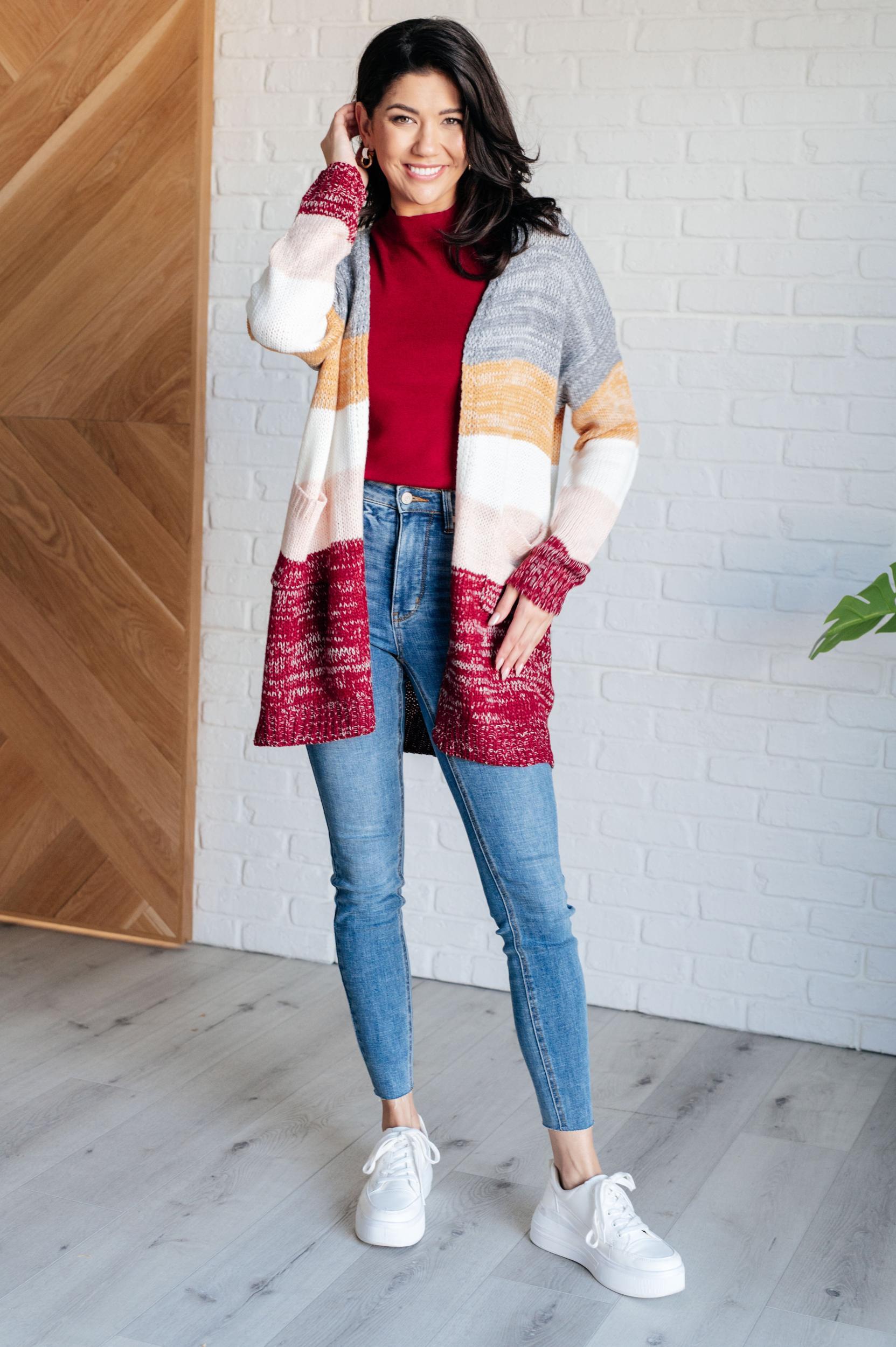 Bring the Warmth Color Block Cardigan Product Image