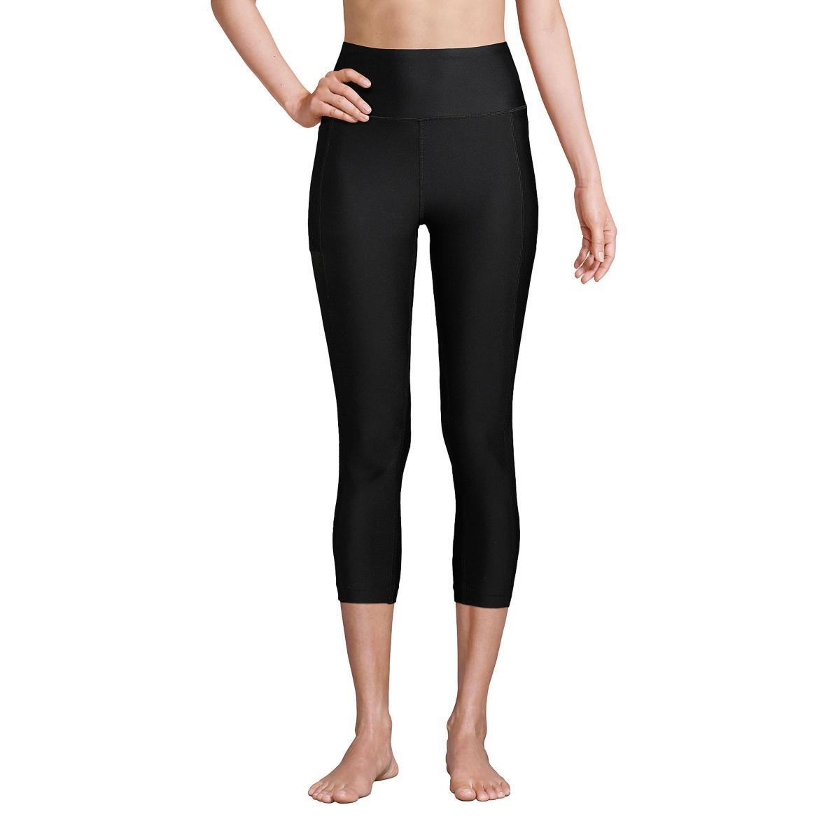 Womens Lands End Chlorine Resistant High-Waist Crop Swim Leggings Product Image