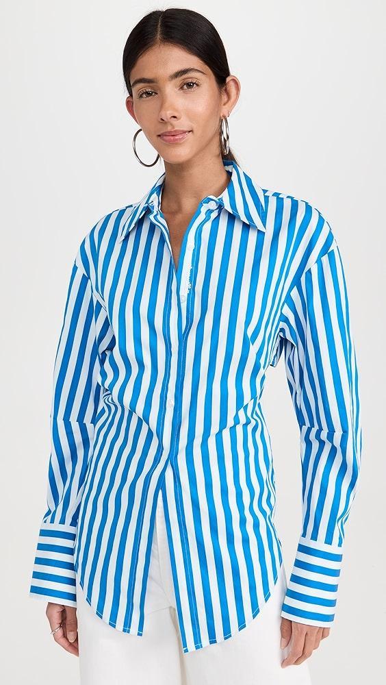 SIMONMILLER Loch Striped Poplin Button Up Top | Shopbop Product Image