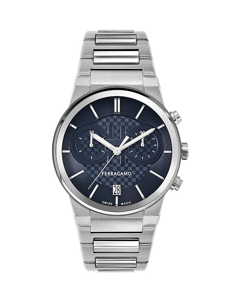 Mens 41mm Ferragamo Sapphire Chrono Watch with Bracelet Strap, Two Tone Product Image