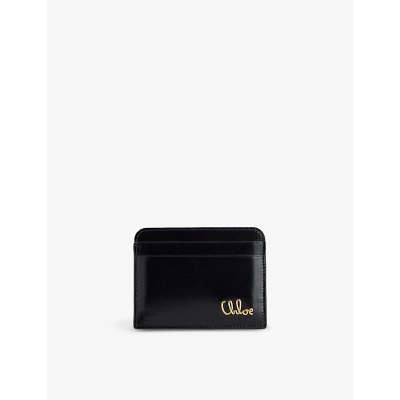 CHLOÉ Womens Iconic Leather Card Holder Black Product Image