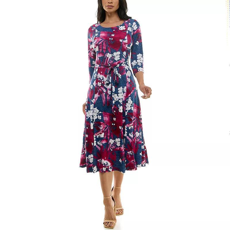 Womens Nina Leonard Print Midi Dress Product Image