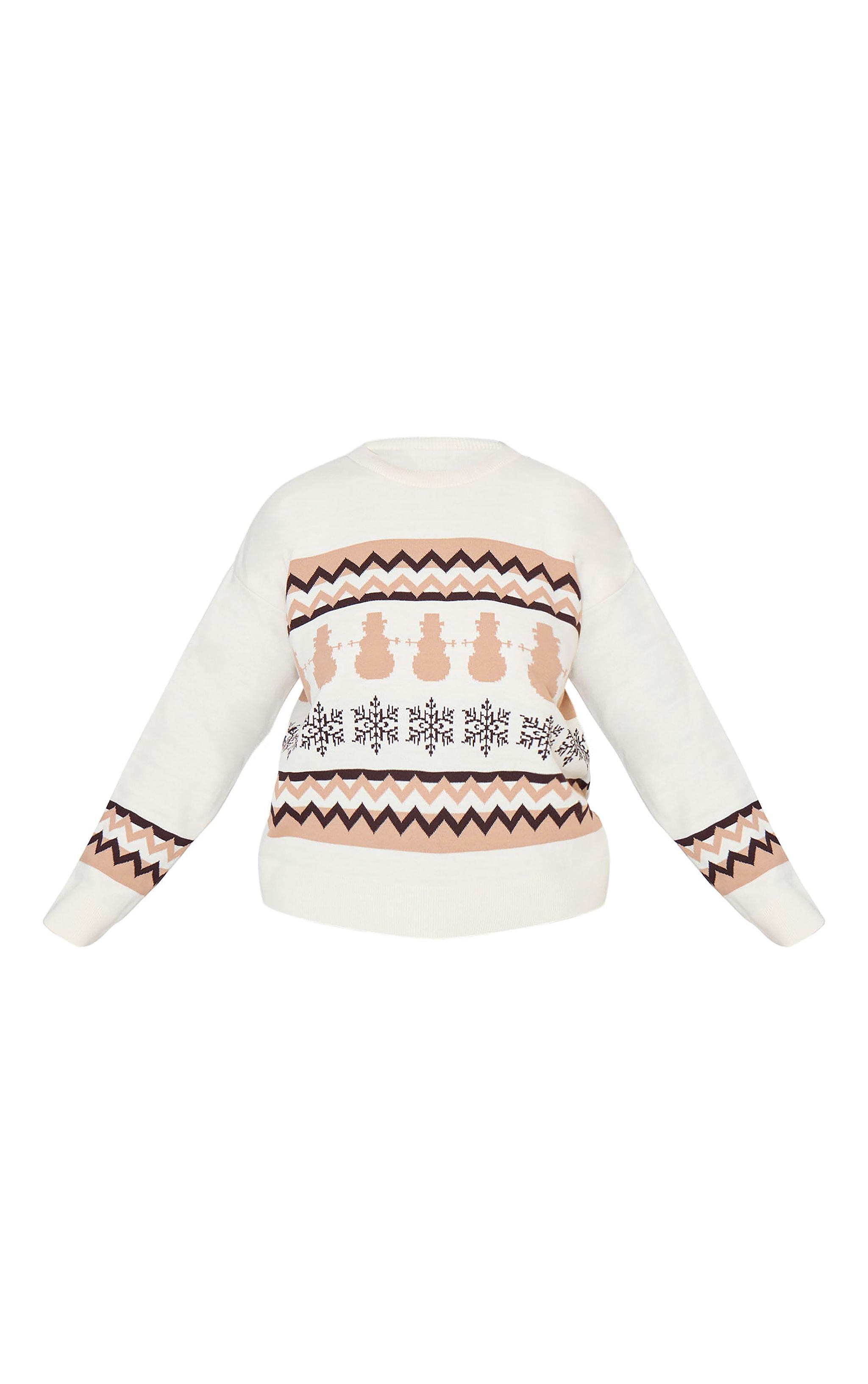 Plus Cream Zig Zag Snowflake Oversized Christmas Sweater Product Image