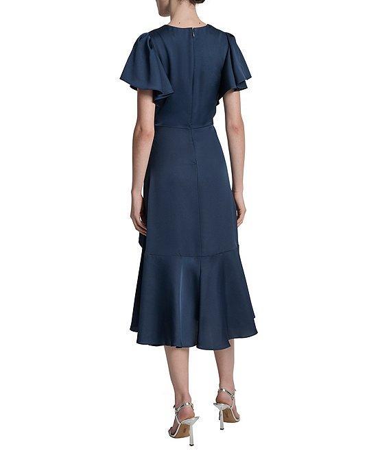 DKNY by Donna Karan Short Sleeve Faux Wrap Midi Dress Product Image