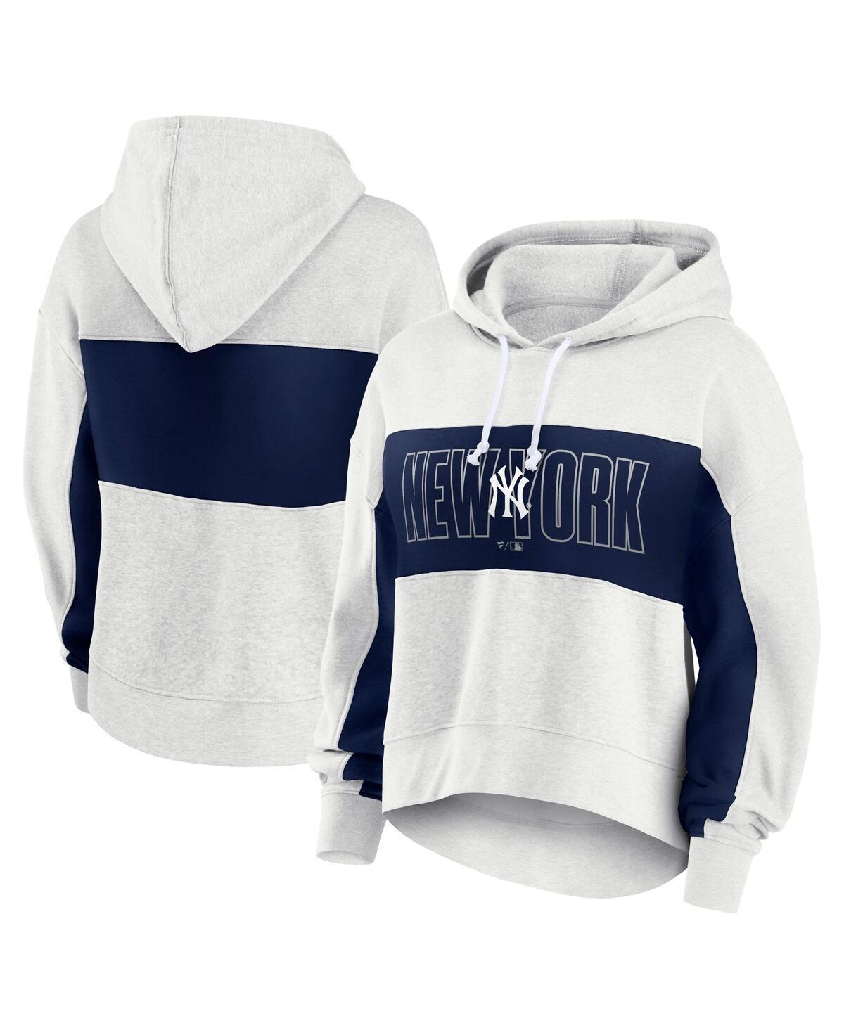 Womens Fanatics Oatmeal New York Yankees Up For It Fleece Pullover Hoodie Product Image