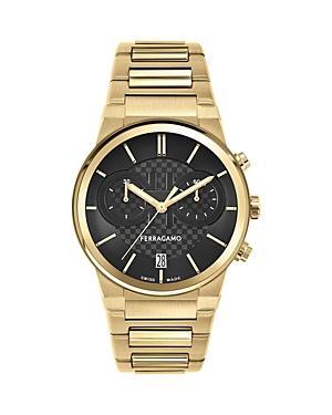 Mens 41mm Ferragamo Sapphire Chrono Watch with Bracelet Strap, Two Tone Product Image