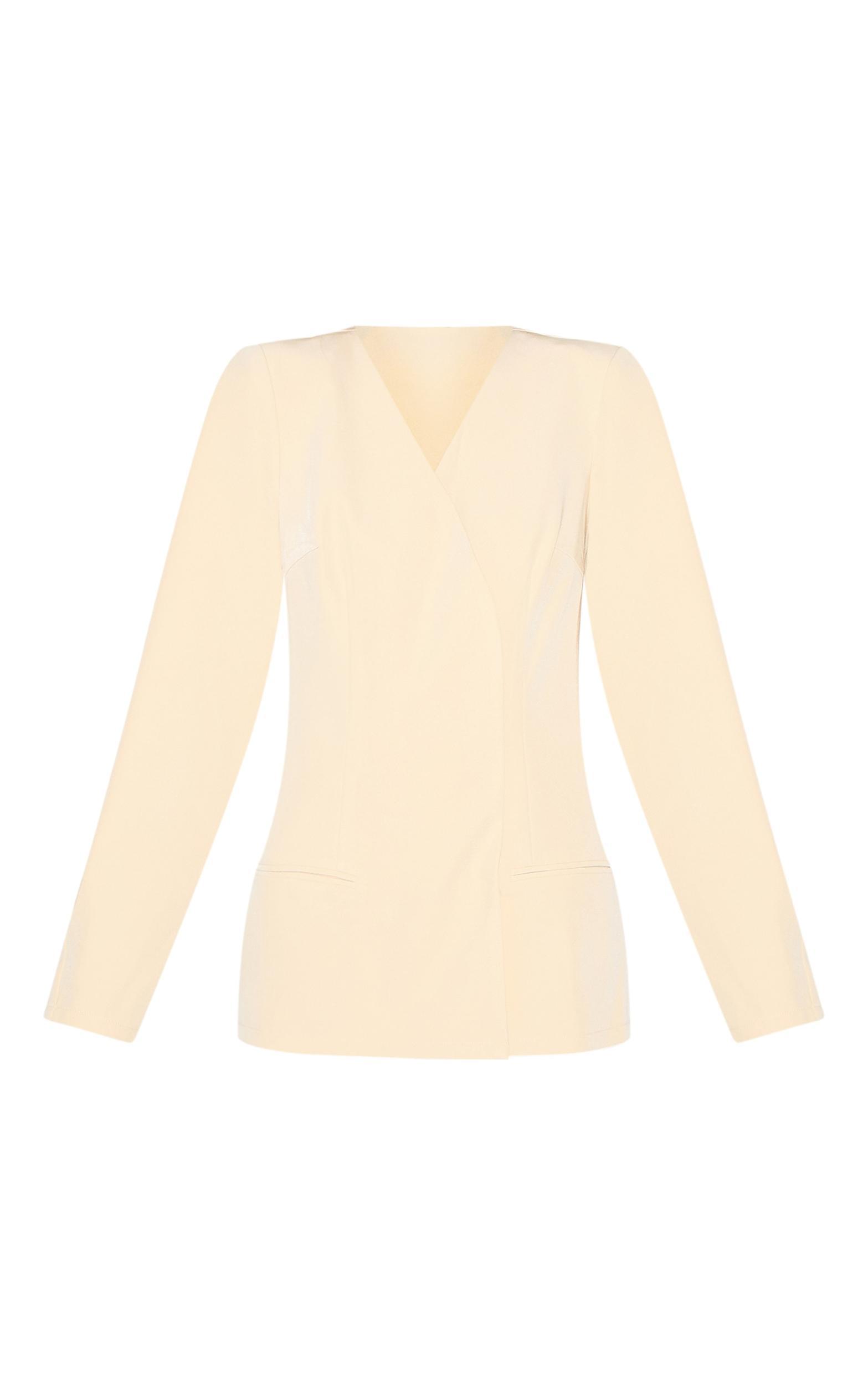Butter Yellow Cross Front Cocoon Sleeve Tailored Romper Product Image