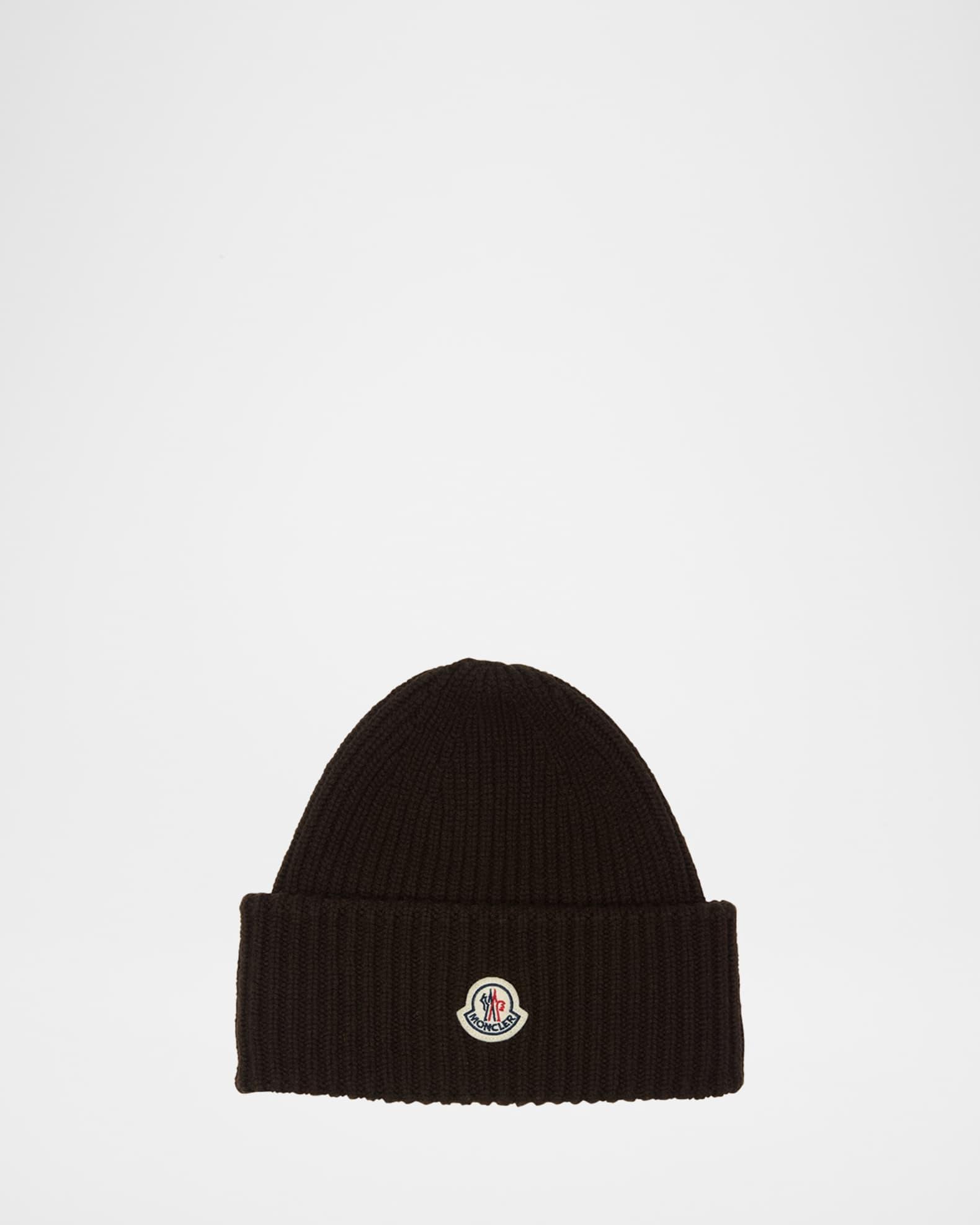 Men's Cashmere and Wool Rib Logo Beanie Hat Product Image