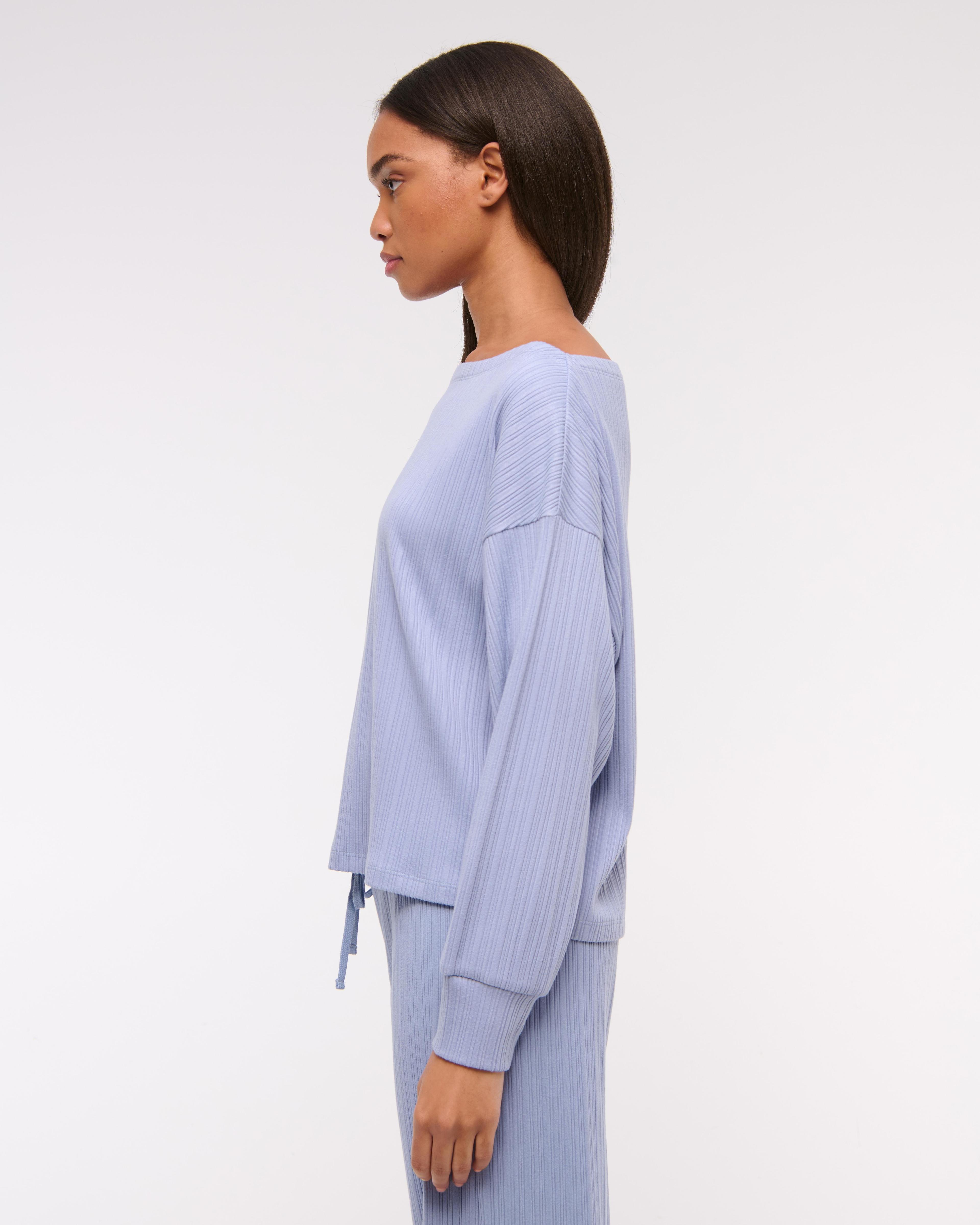 Long-Sleeve Lounge Wide Rib Slash Top Product Image