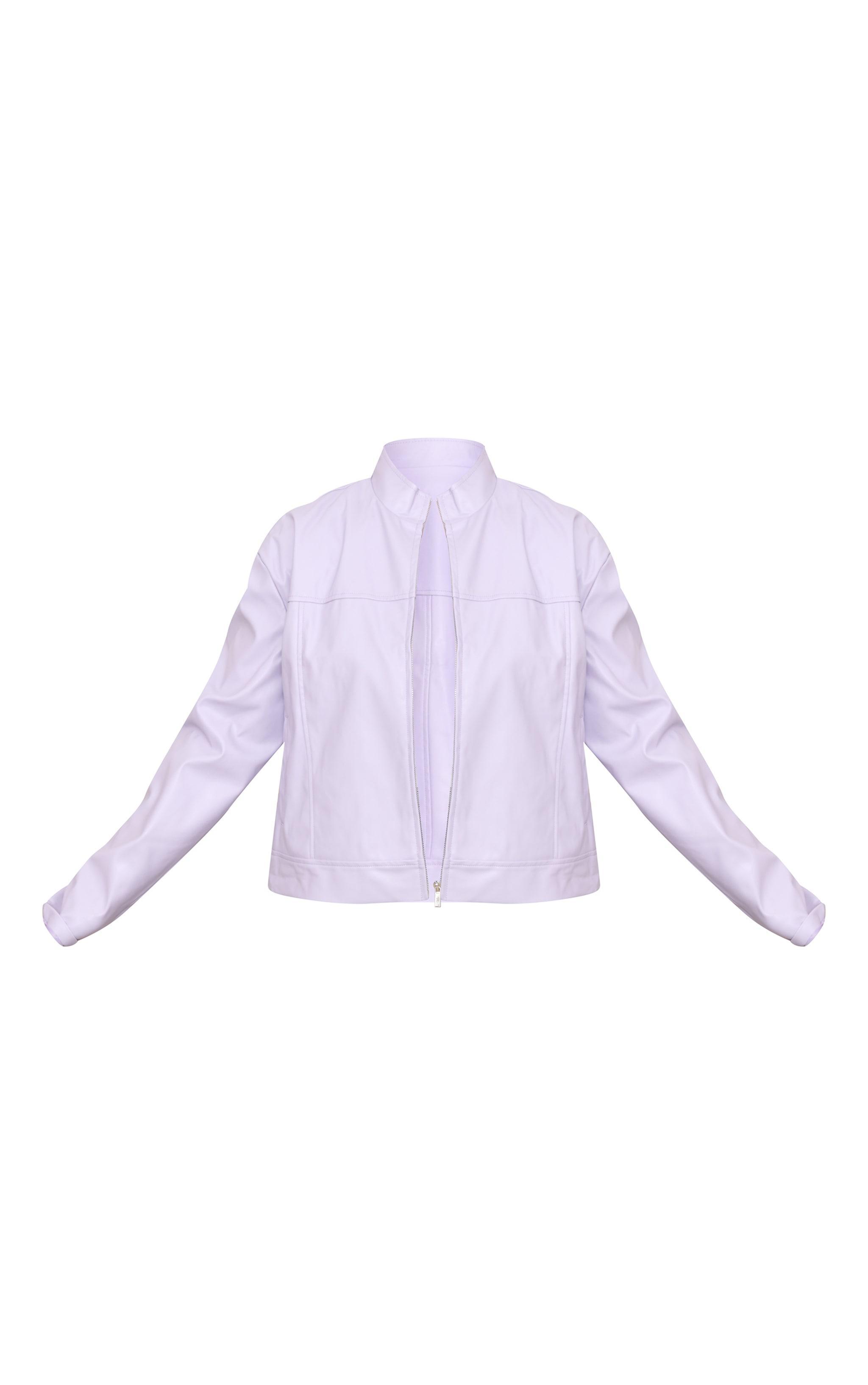 Plus Lilac PU Racer Neck Jacket Product Image