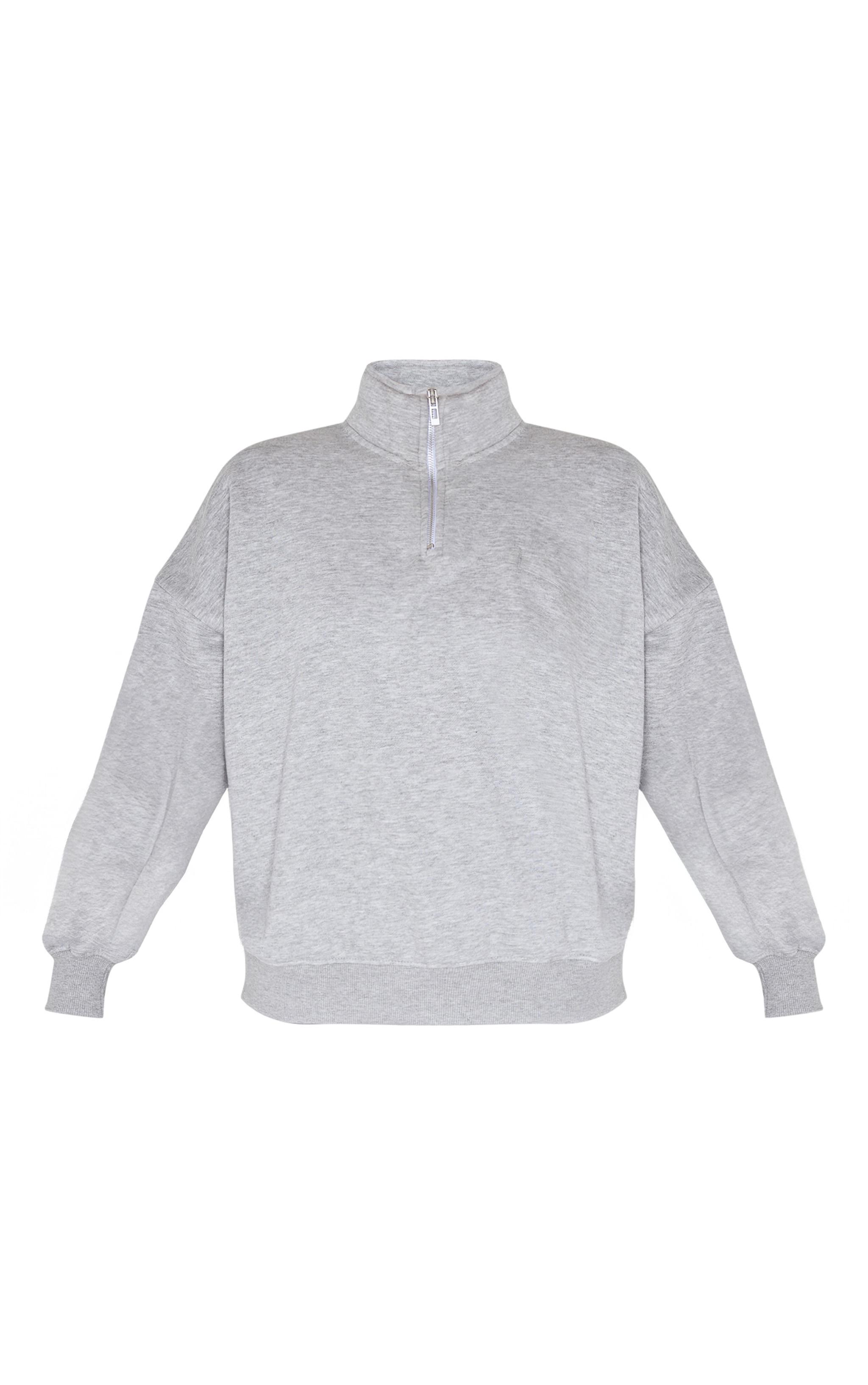 Ash Grey Oversized Quarter Zip Sweat Top Product Image