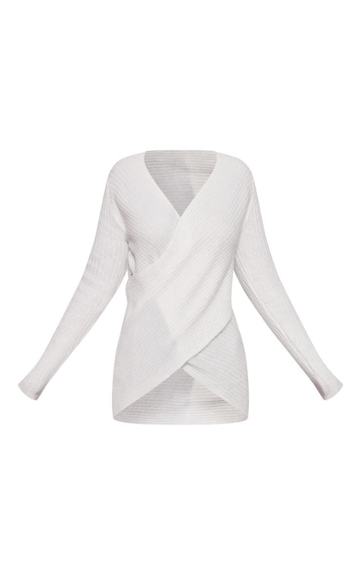Plus Cream Soft Knit Wrap Sweater Product Image