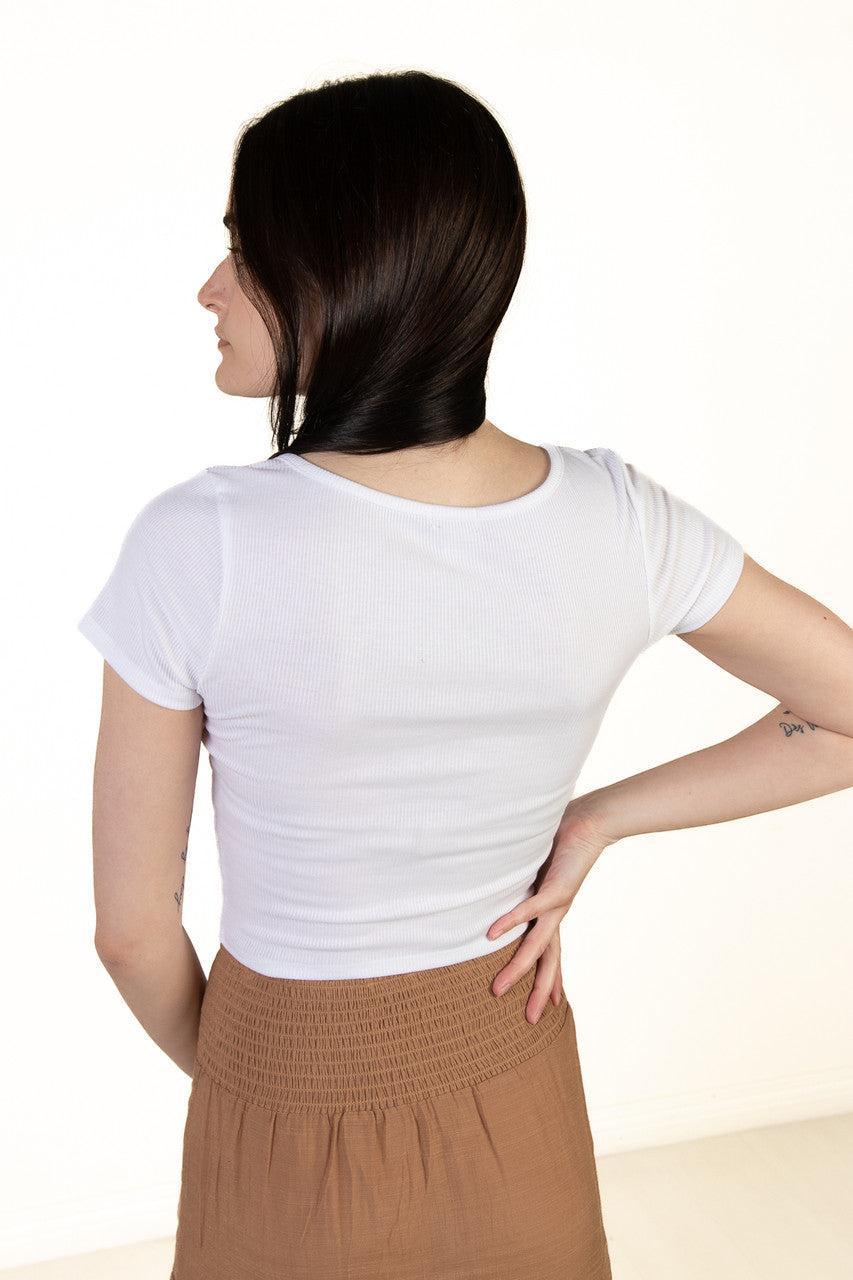 White Tie Front Ribbed Tee Product Image