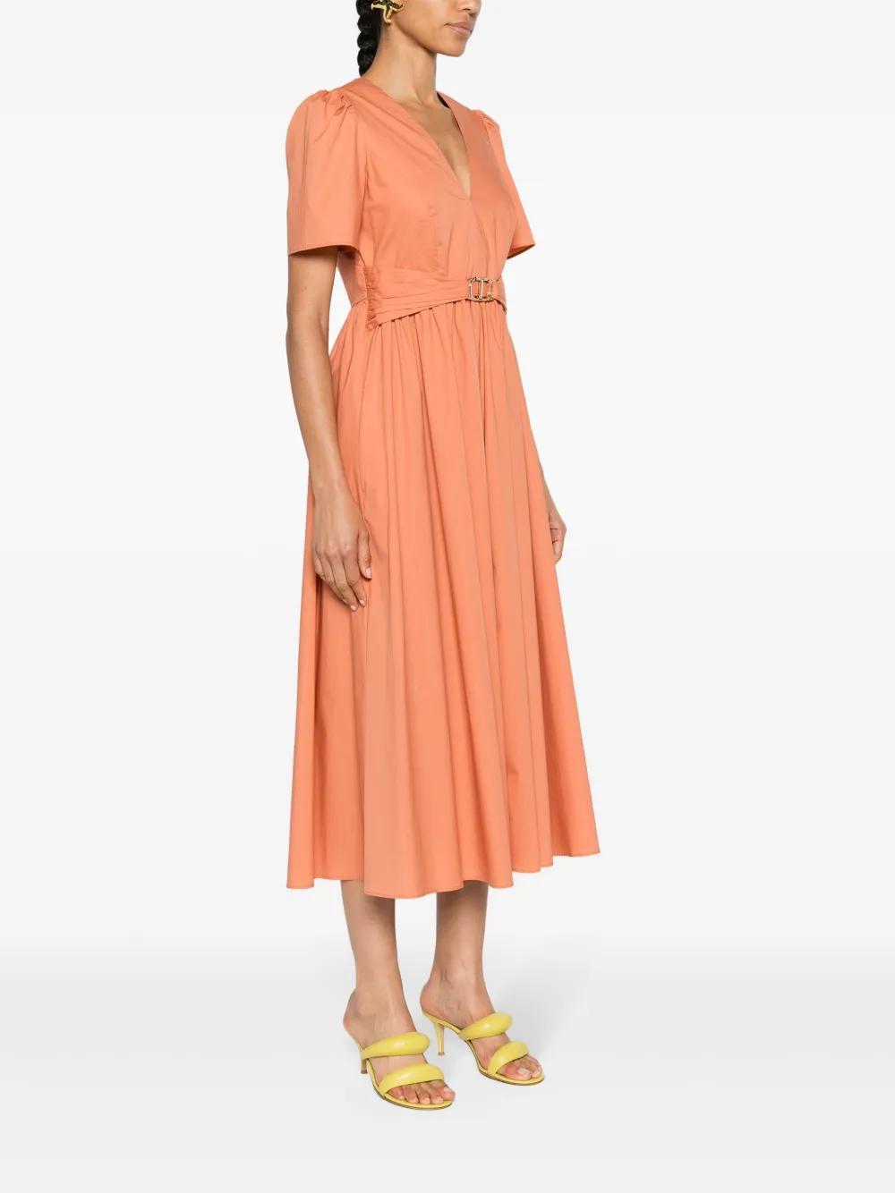 belted poplin midi dress Product Image