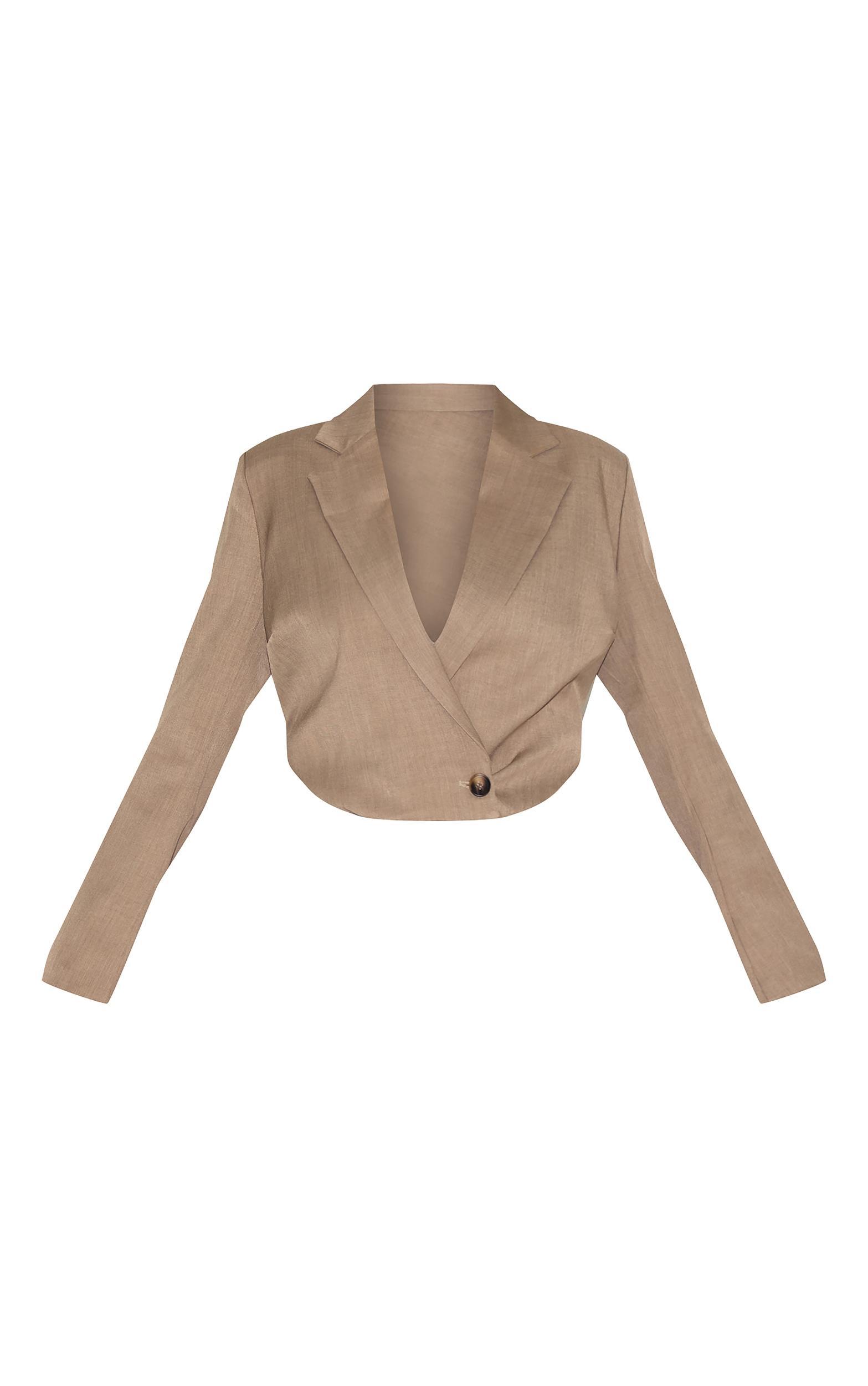Plus Grey Pointed Hem Cropped Blazer Product Image